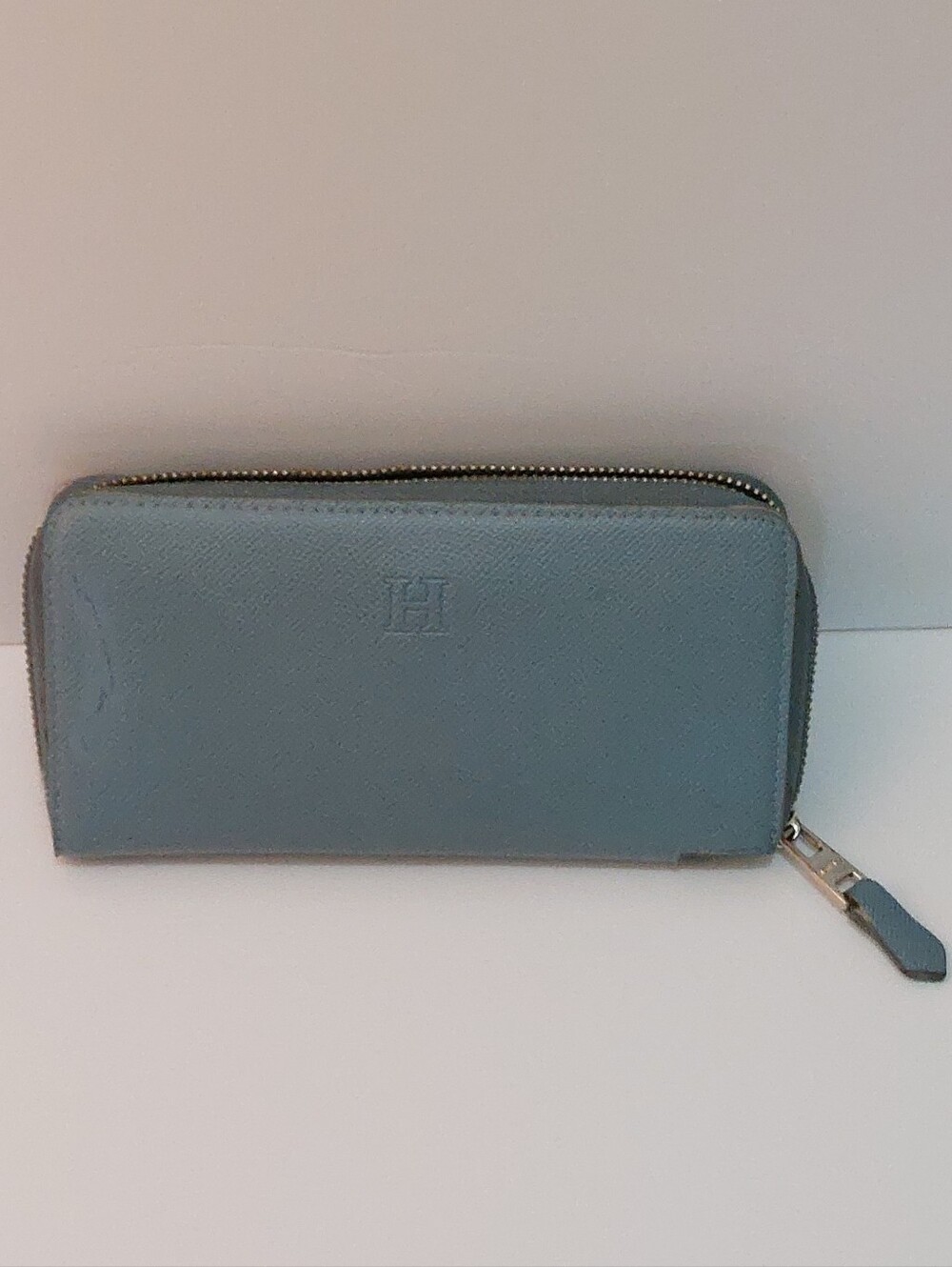 Hermes Robin's Egg Blue Wallet With 'H' Logo On Front